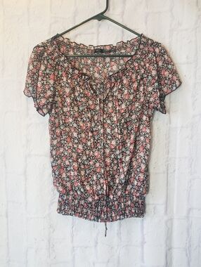 POETRY Floral Semi-Sheer Lightweight Blouse Small